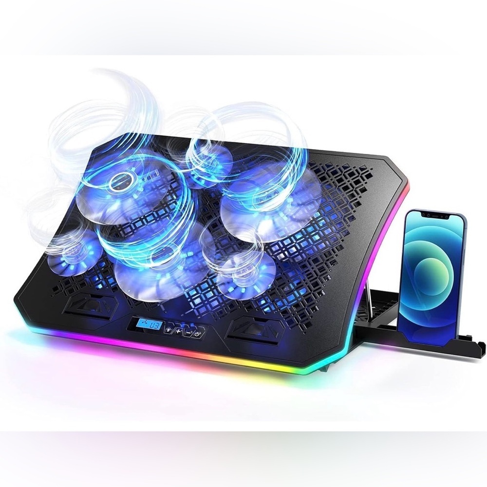 KeiBn Laptop Cooling Pad with 6 Fans and RGB Lighting for 15.6-17.3 Inch Laptops